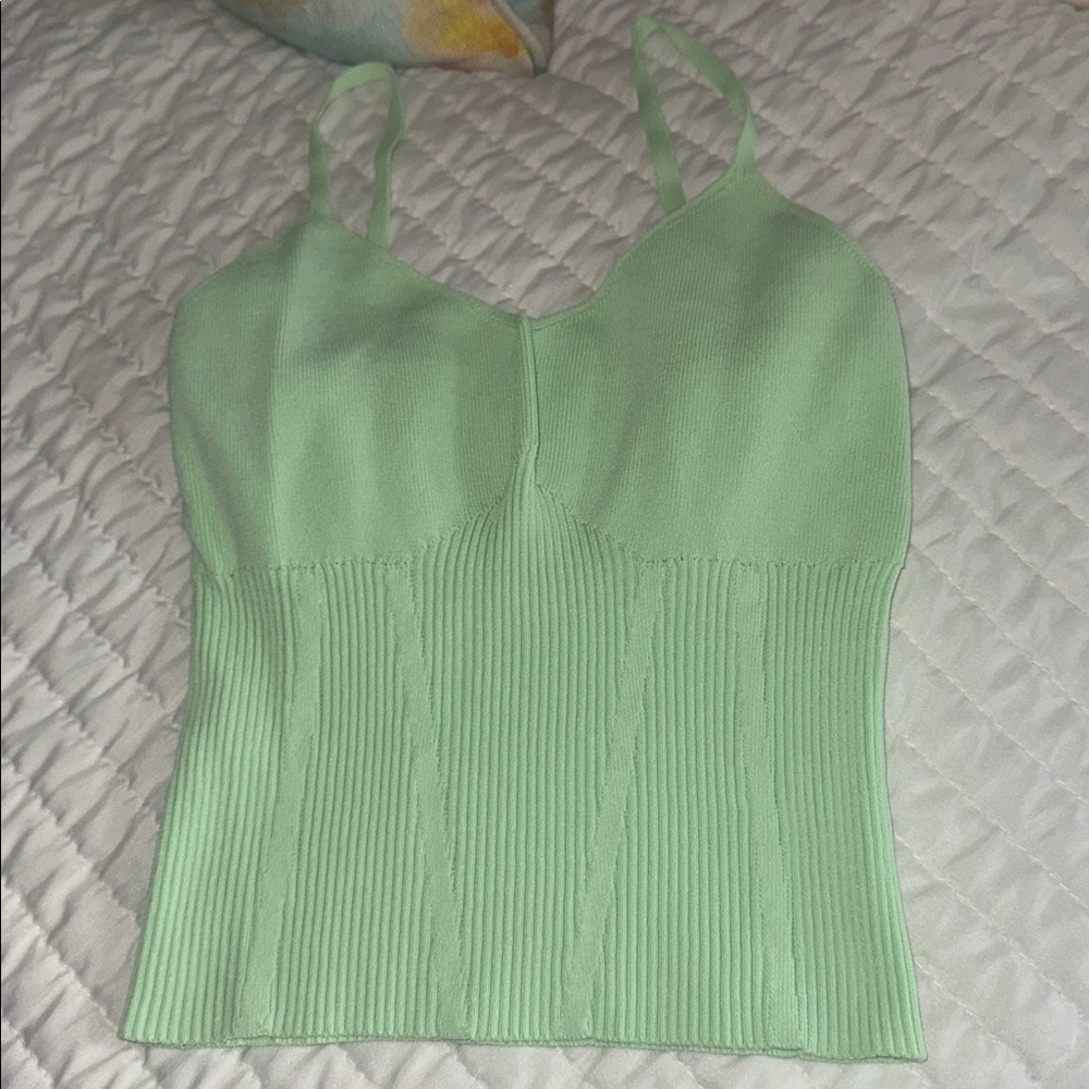 Mint Green Ribbed Knit sweater top - Picture 3 of 3
